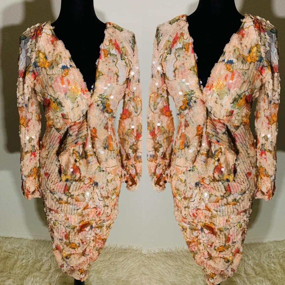 Gold floral spring special occasion dress